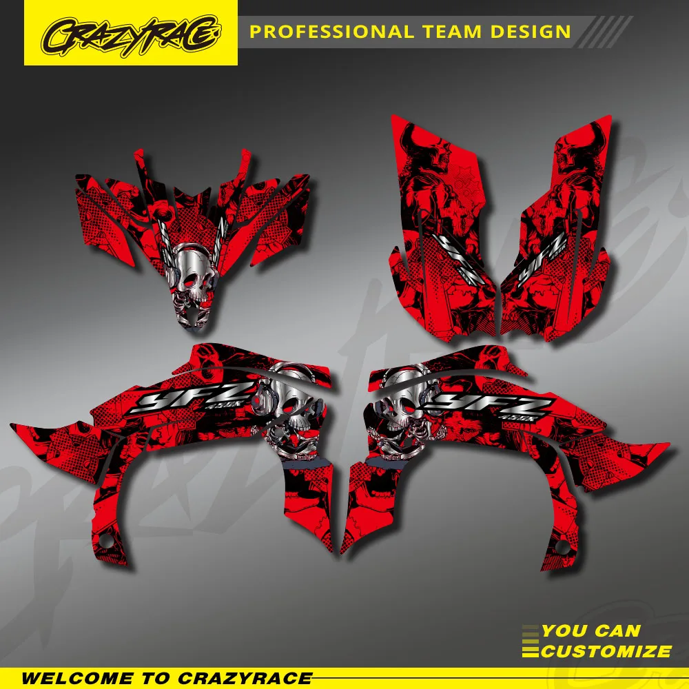 ATV Full Plastics Background Graphics Sticker Decal For Yamaha YFZ450R YFZ 450R 450 R 2009 2010 2011 2012 2013 Custom Number
