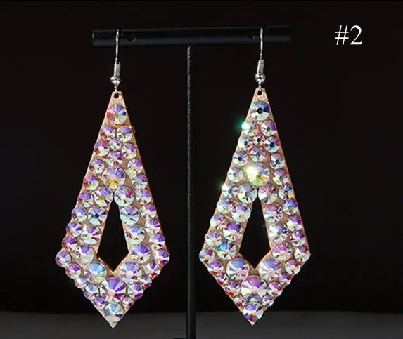 Brinco de dança do ventre feminino, acessórios de joias gitanas, fantasia de dançarina, brilho, strass, lados duplos, 2 pares/pacote, novo