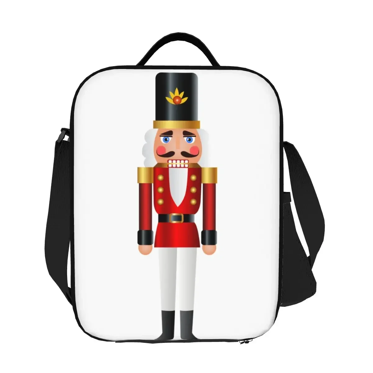 Cartoon Christmas Nutcracker Toy Soldier Insulated Lunch Tote Bag for Resuable Thermal Cooler Food Bento Box Kids School