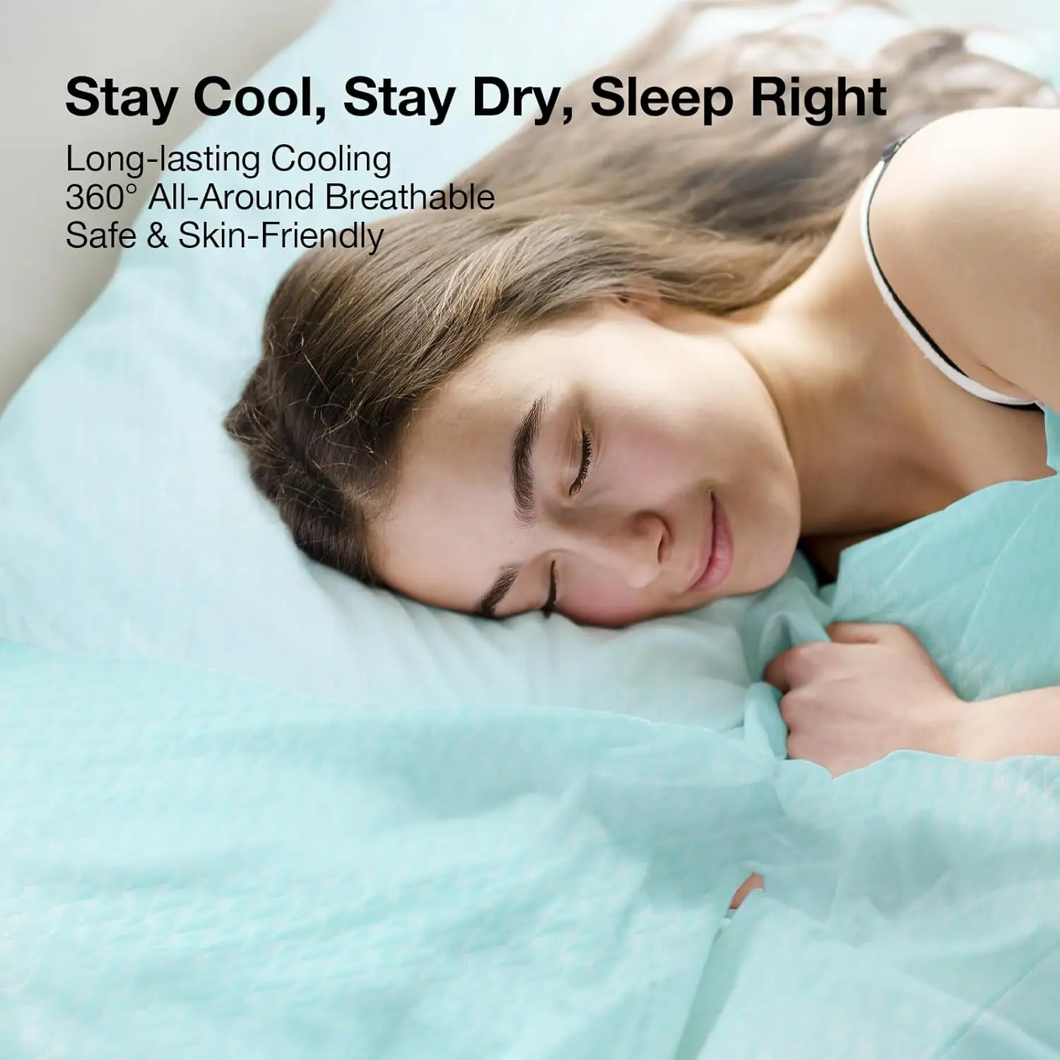 وسادة مرتبة كوين كولينج مع كيس وسادة، جزء علوي صيفي مسامي للأسرّة مقاس 8-21 بوصة، قابل للغسل وخفيف الوزن باللون الأزرق