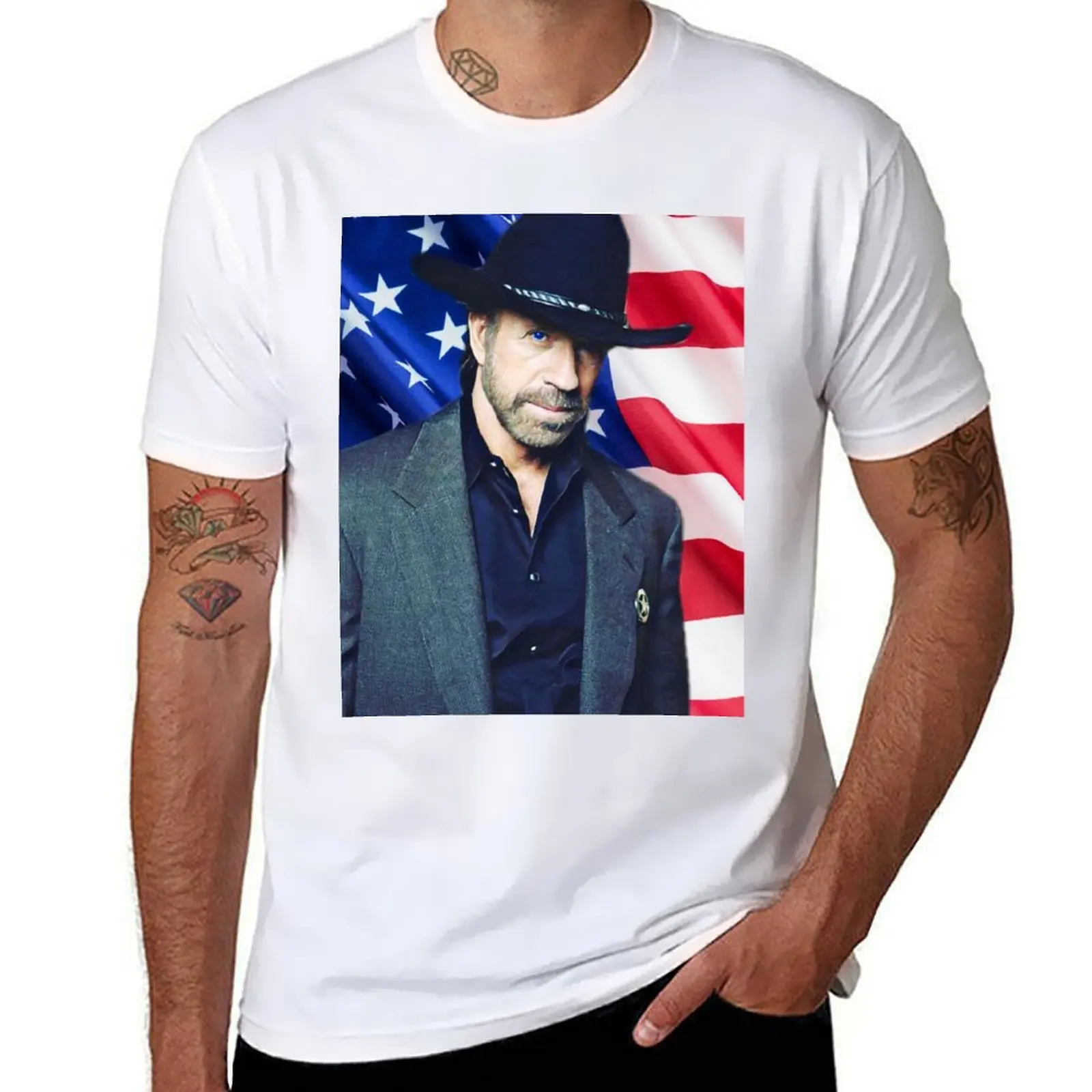 Classic Norris Chuck T-Shirt Stylish Print Short Sleeve Tee