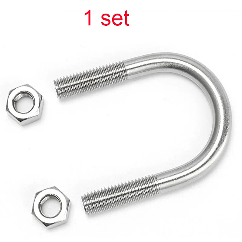 M6 M8 304 A2 Stainless Steel U-Bolts U-shaped Screw U-shaped Buckle Bolt U-shaped Pipe Clamp Nut Combination