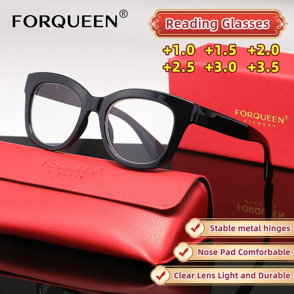 FORQUEEN نظارات للقراءة عيون القط تصميم المرأة رجل الضوء الأزرق طول النظر الشيخوخي نظارات القارئ + 1.0 + 1.5 + 2.0 + 2.5 + 3.0 + 3.5