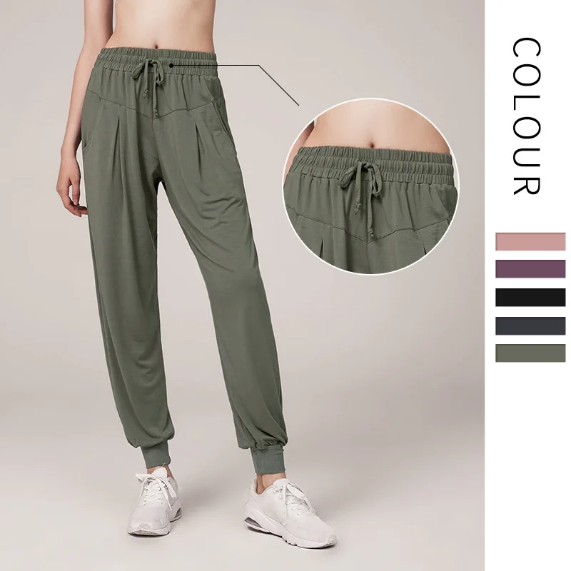 Women's High Waisted Yoga Pants with Pockets Quick Dry Loose Fit Sports Tummy Control Workout Leggings for Running Fitness Wear