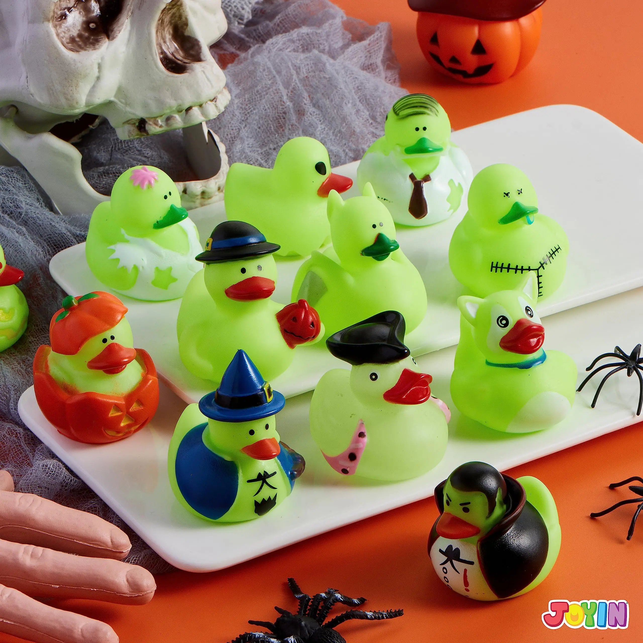 48PCS Halloween Rubber Duck Toy,Glow in The Dark Halloween Rubber Duck in bulk Bath Toy for Halloween Themed Party for kids Gift