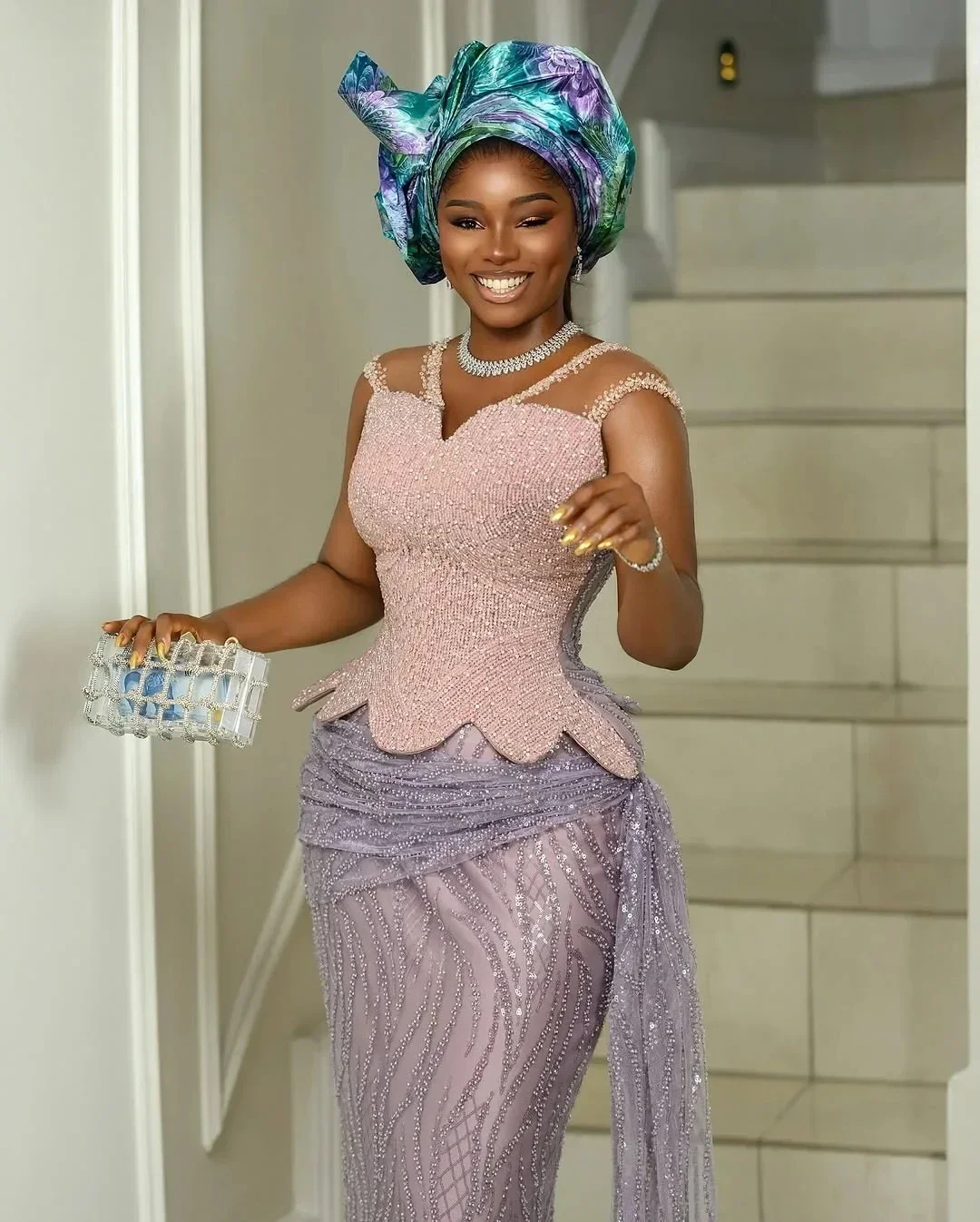 فستان سهرة فاخر من Aso Ebi بحورية البحر من الدانتيل والخرز الكريستالي للحفلات المسائية مثير برقبة على شكل حرف V بدون أكمام مناسبة رسمية فستان سهرة مخصص #4