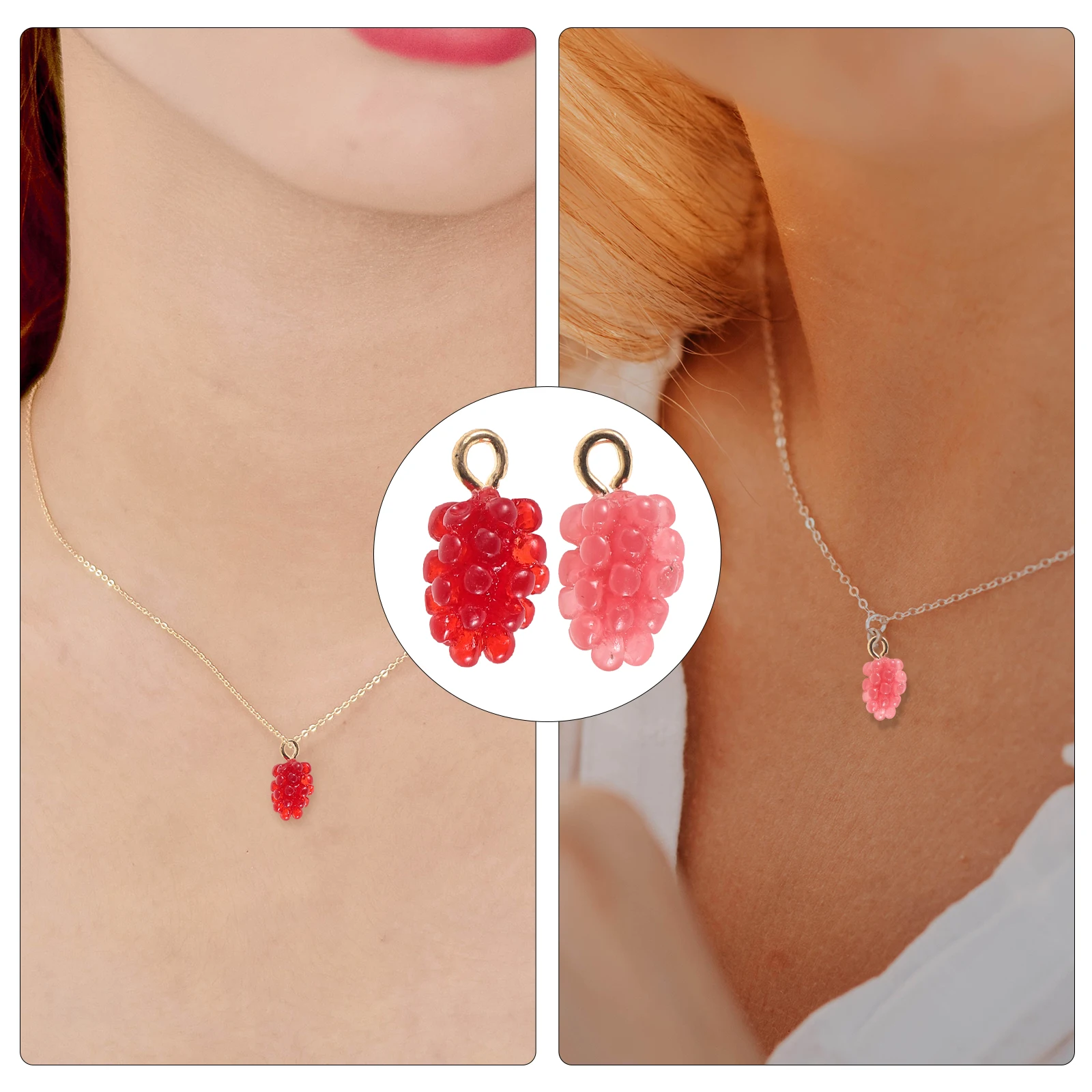 

12 Pcs Charms Resin Pendant for Necklace Bracelet DIY Jewelry Making Supplies Red Bracelet Charms Pink