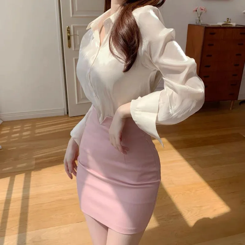 Skirts for Woman Tight Clothes Pink Office Wrap Women's Skirt Sexy Formal High Waist Korean Style Modest Fashion Casual Y2k V