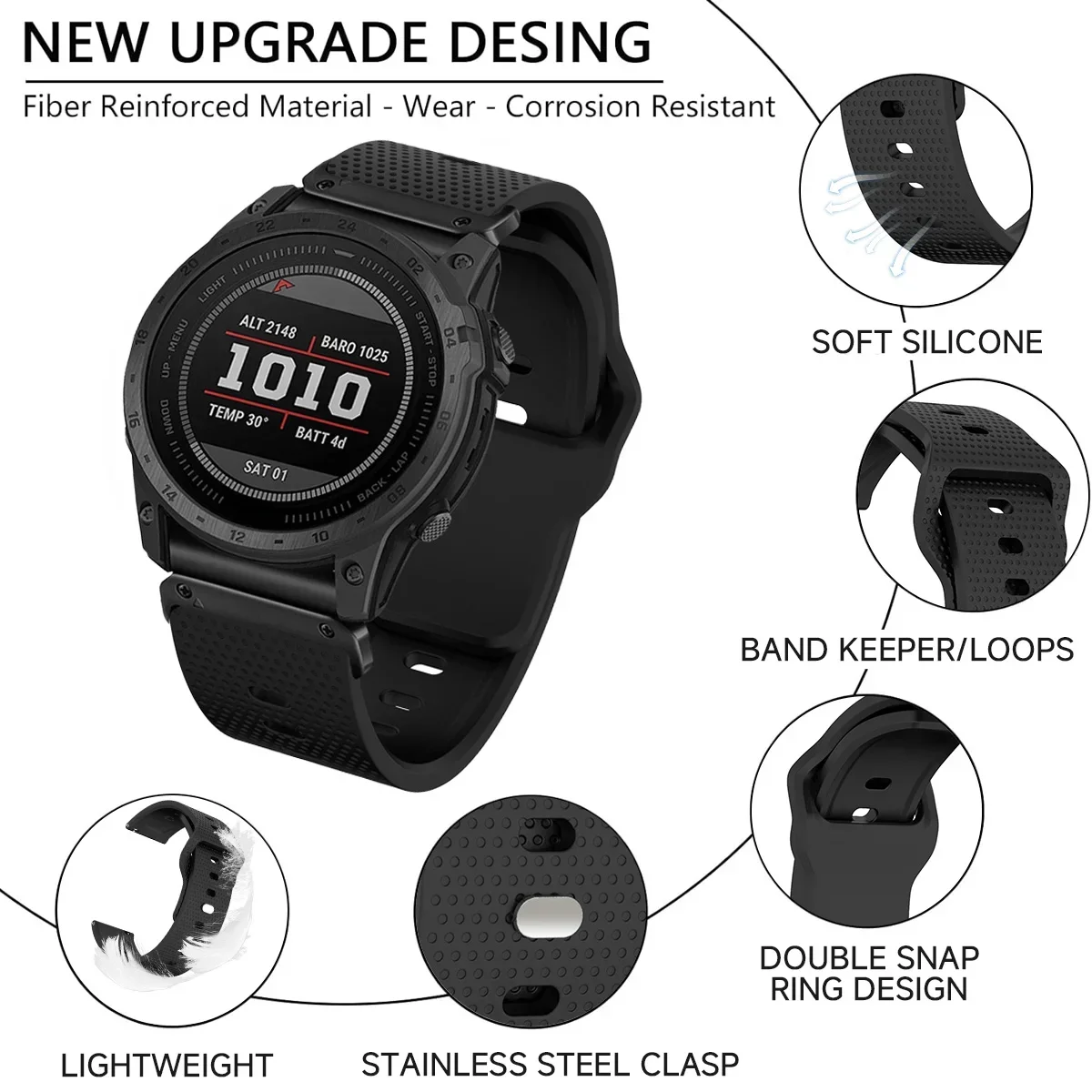 26 22 ミリメートルクイックフィットシリコン時計ストラップガーミンフェニックス 8/5/5X/5XPlus/6/6X プロ/7/7x/Forerunner945 925 スポーツバンド金属アダプタ