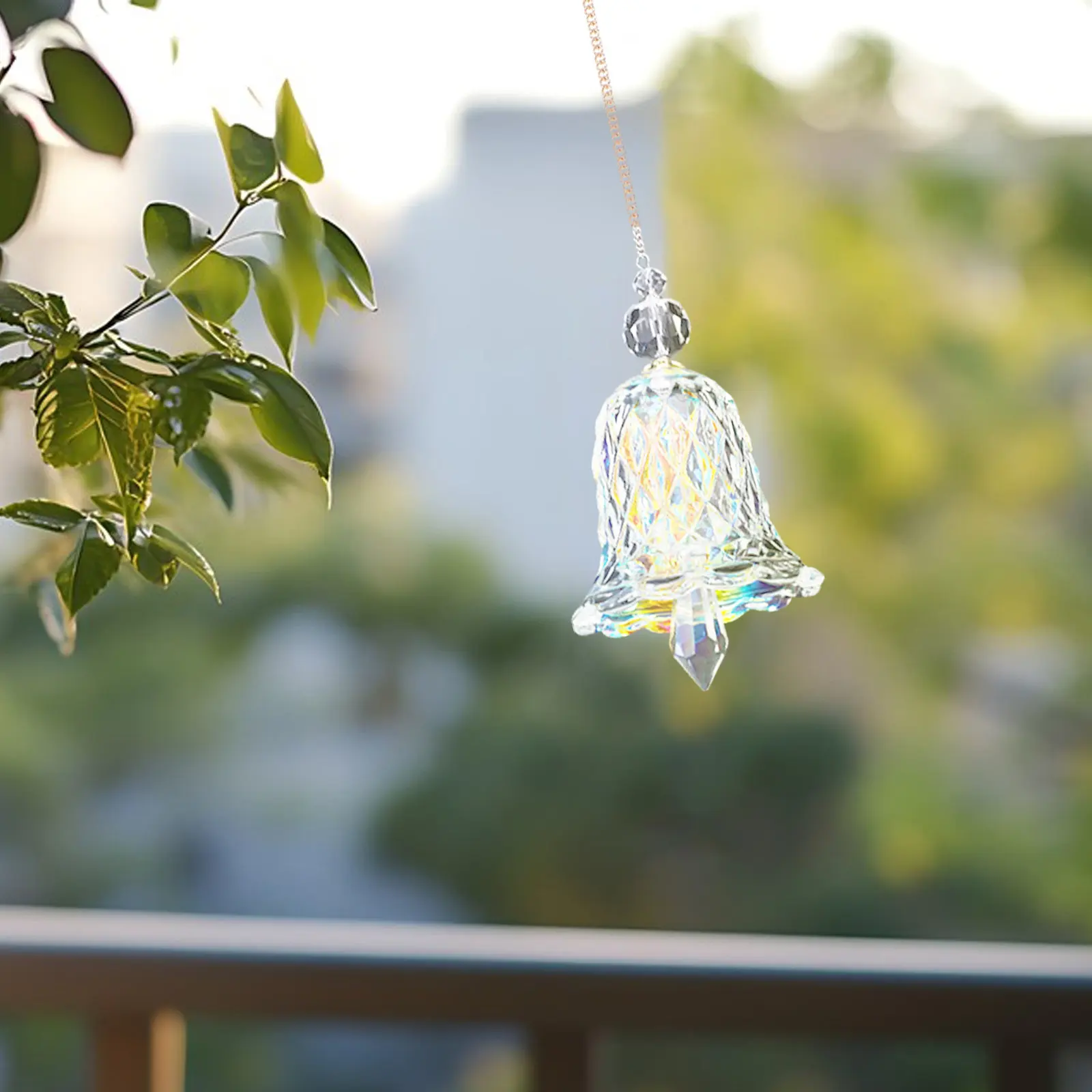 2Pcs Glass Wind Chimes Window Suncatcher Hanging Decor Indoor Sun Catcher Bell Melodic Elegant Light Refracting Home Office