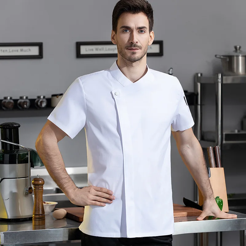 Wysokiej klasy kombinezon szefa kuchni hotelowej Męska oddychająca odzież robocza do kuchni cateringowej plus size Odzież kuchenna do pieczenia gorących garnków z krótkim rękawem