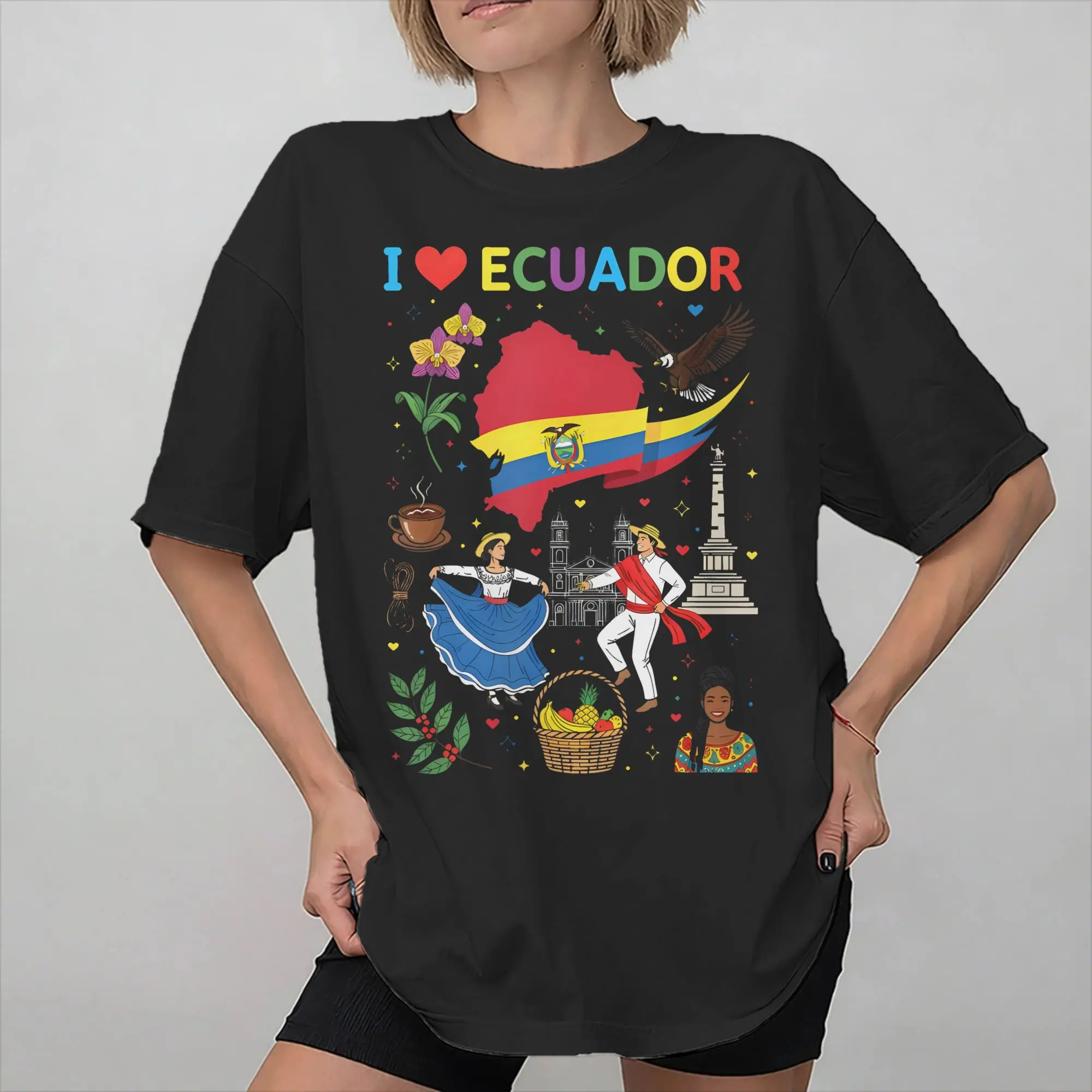 I Love Ecuador Flag Heart Travel Tee Shirt for Men Women New Arrival T Shirts Ecuatoriana Bandera 100% Cotton Clothing