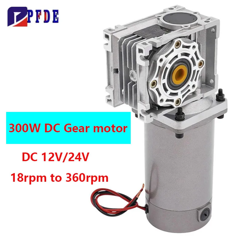 300W Big Toque Worm Gear Reducer Gearbox with Self-Locking Speed Adjustable DC Motor + NMRV040 Worm Gearbox 18rpm to 360rpm