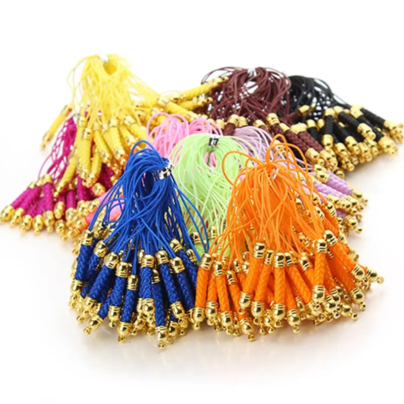 10pcs Colorful Lanyard Strap Cord 8cm Golden/Silver For Mobile Phone Strap/chain Keychain Diy Jewelry Findings Pendant Cords