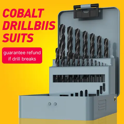 Huhao m35 conjunto de brocas de cobalto com caixa de metal broca helicoidal para aço inoxidável madeira metal perfuração ferramenta de broca elétrica