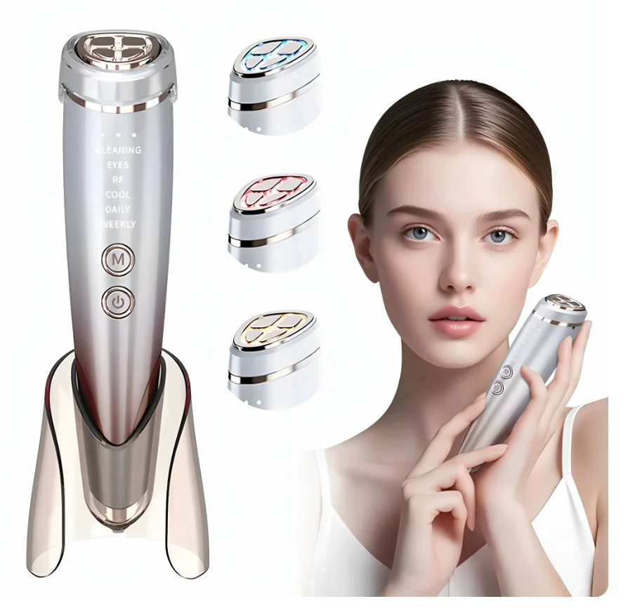 Red and blue light face, facial firming, lifting, heating ice compress, hot compress essence introduced into beauty instrument