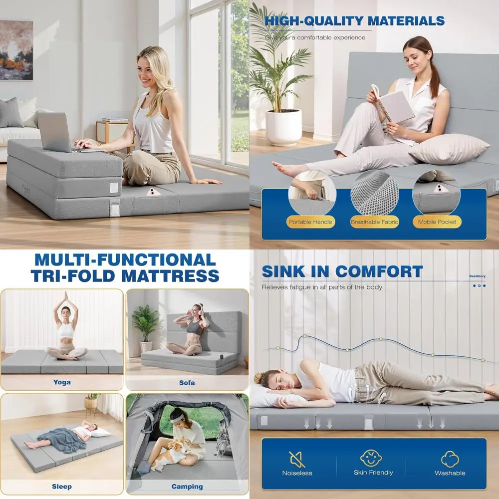 

Portable 4-Inch Soft Folding Mattress for Camping, Travel, and Guest Beds