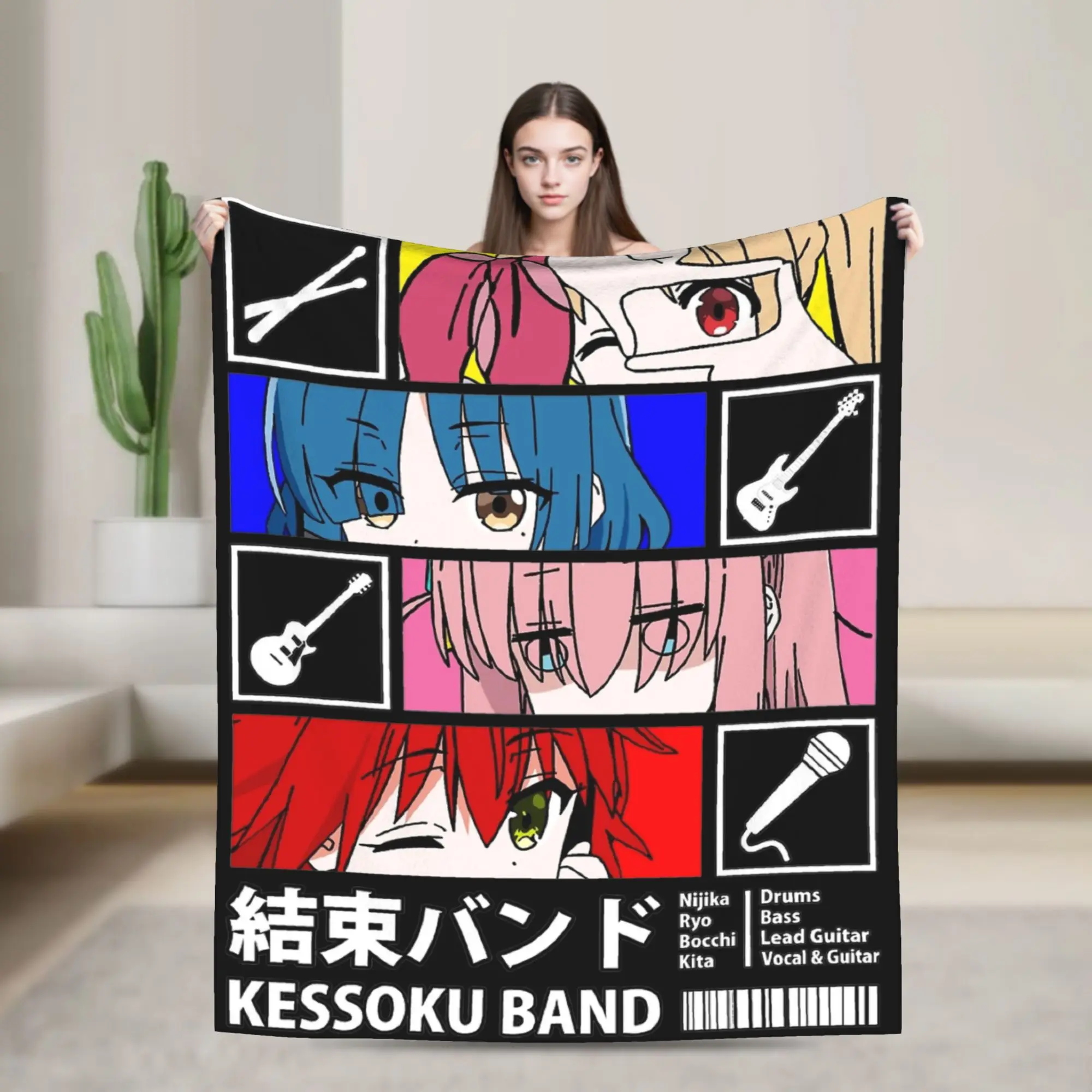 

Плед Bocchi the Rock Kessoku: Теплый фланелевый плед с аниме-принтом для дома, на все сезоны