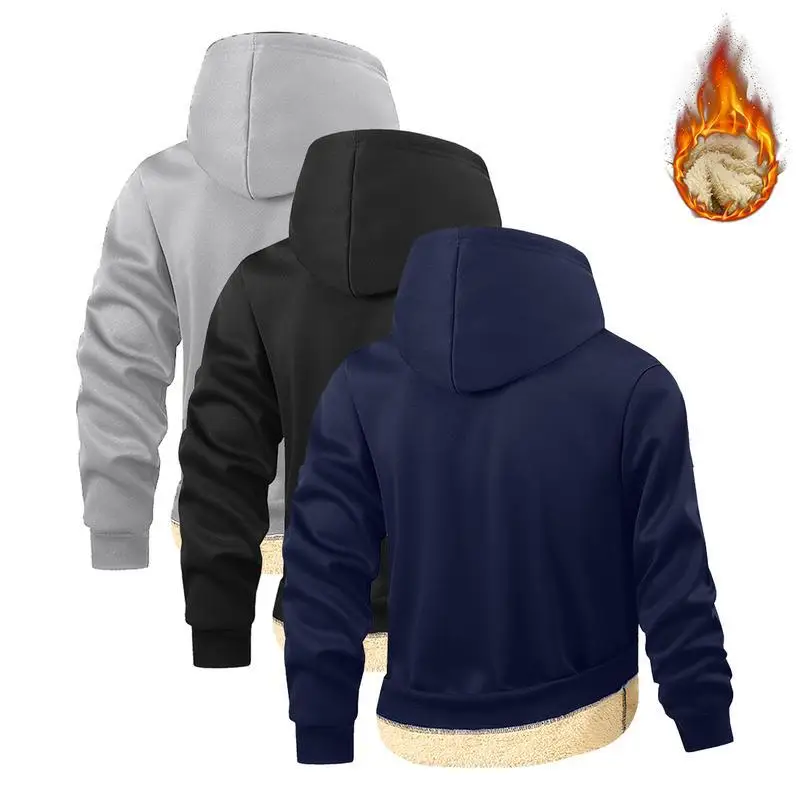 3pcs Men's Winter Thick Warm Hooded Sweatshirt Set Casual Comfortable Breathable Outdoor Walking Clothing Animal Pattern