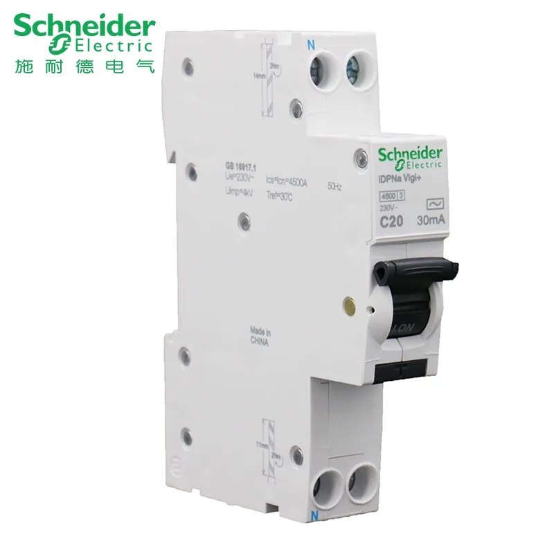 Schneider-Single Piece Leakage Breaker, A9 Generation IDPNa Vigi, Double in Double Out, 20A, Excellent Design, Easy Installation