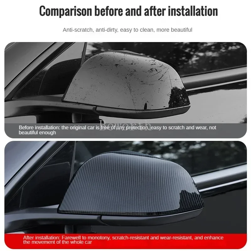 For Tesla Model 3 Highland 2024 Rear View Mirror Protective Cover Carbon Fiber ABS Rearviews Auto Parts New Model3 Accessories