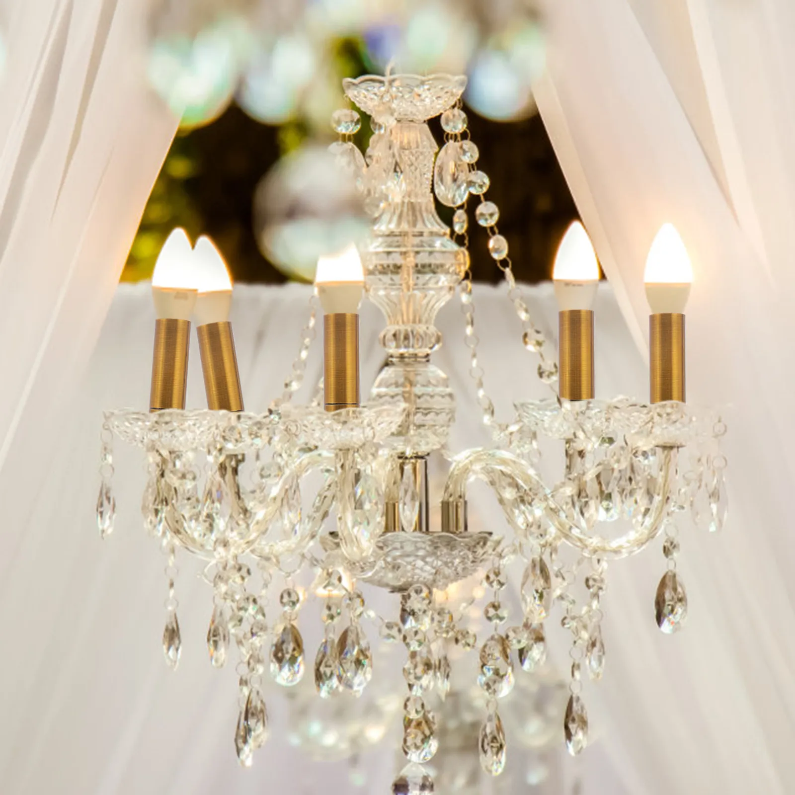 

2 шт. Золотистые толстые защитные колпаки для основания люстры, сменные колпаки для держателей ламп-канделябров