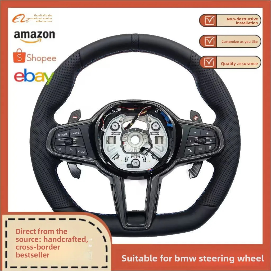 Suitable for BMW f40 leather semi-punched three-color suture black correction mark without m button with heating assembly