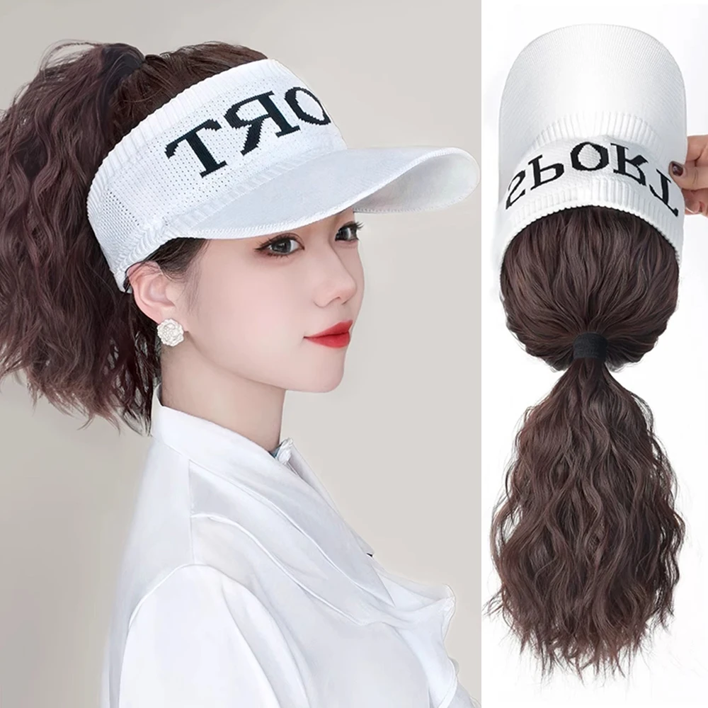 Hat wig integrated hollow out small label women's summer fashion sun shading breathable simulation short curly duckbill hat