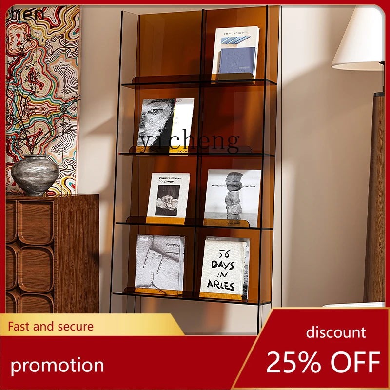 

HXL acrylic floor-to-ceiling reading bookshelf, living room shelf, simple display shelf, newspaper storage