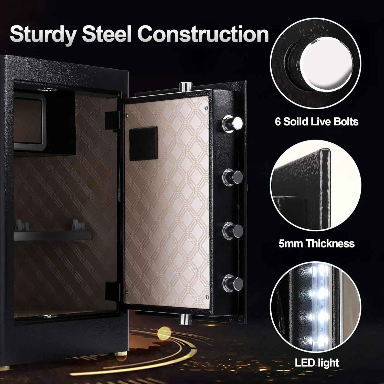 [Prezzo scontato!] Cassetta di sicurezza grande, cassaforte domestica da 2.05 piedi cubi con tastiera touch screen e cassetta di sicurezza incorporata, casseforti digitali per