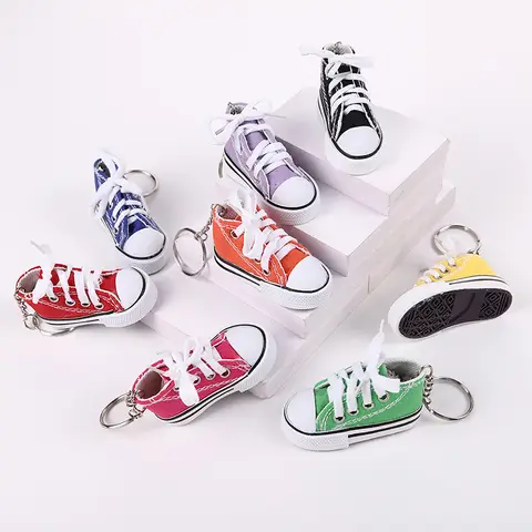Mini High-top Canvas Shoes Keychains Women Creative Bag Hanging Sneaker Key Ring Car Key Holder Students Fun Gifts Accessories