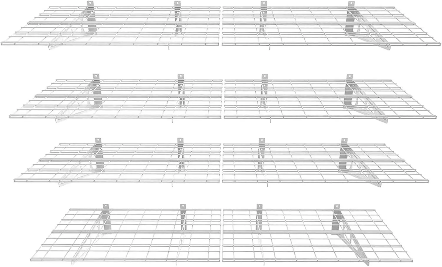 FLEXIMOUNTS Paquete de 4 estantes de pared de 24 pulgadas a 72 pulgadas, estante de almacenamiento para garaje, estantes flotantes montados en la pared, 2 x 6 pies, blanco