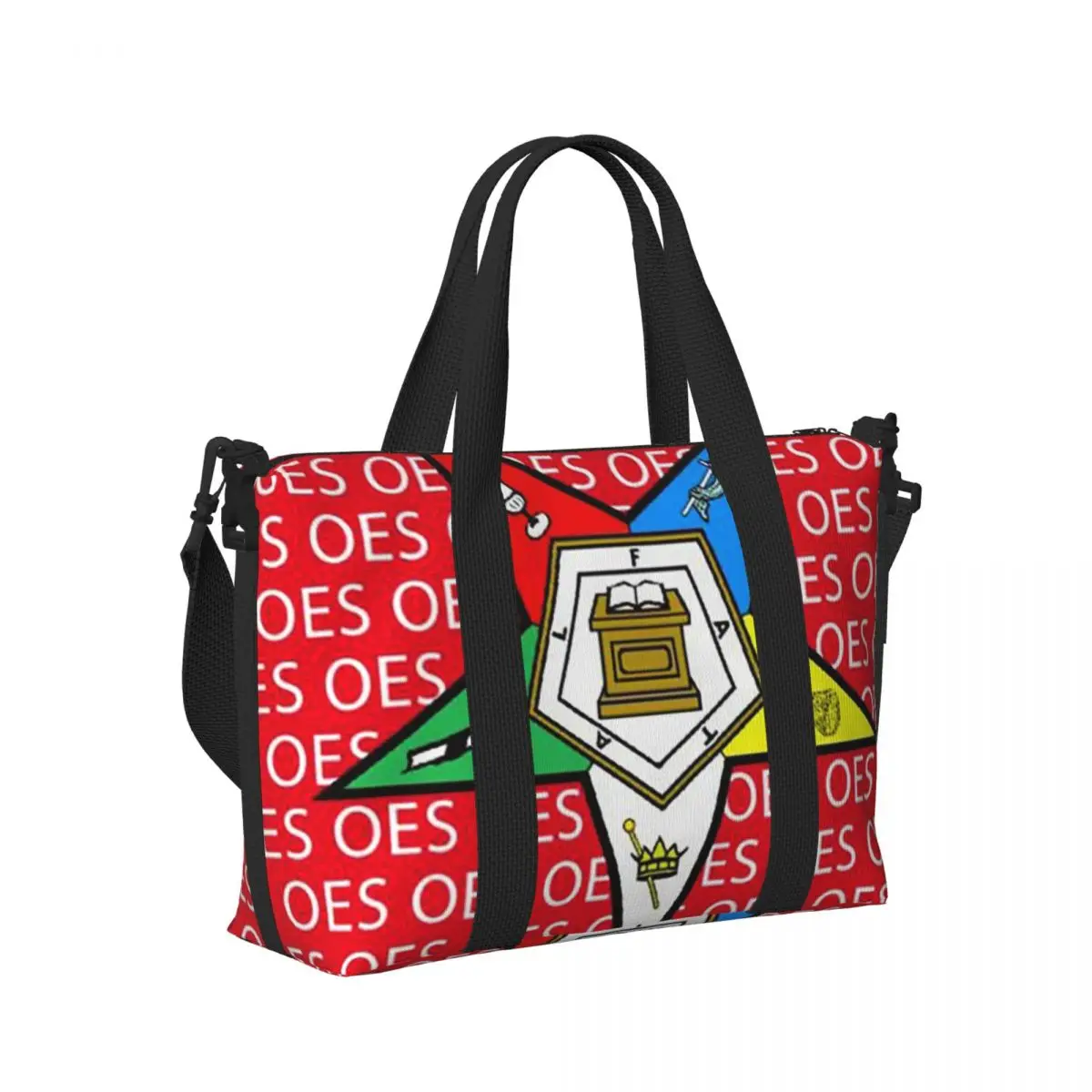 

Order Of The Eastern Star Logo OES Beach Travel Bag Large Capacity Tote Bags for Gym Sport Women Shopping Duffle Shoulder Bag