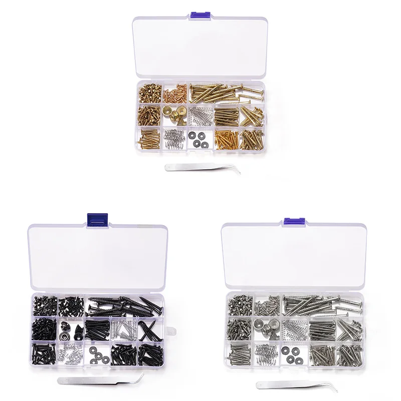 

AA67-254Pcs/Lot Guitar Screws Kit For Back Plate Mount Assortment With Storage Box For Electric Guitar DIY Tools