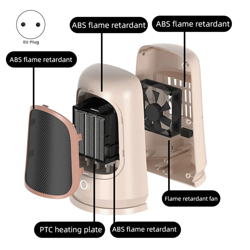 

B59A Portable Heater Fast Heating Room Heater Mini Desktop Heater Winter Home Office Warmer Machine Pink EU-Plug Durable Easy To