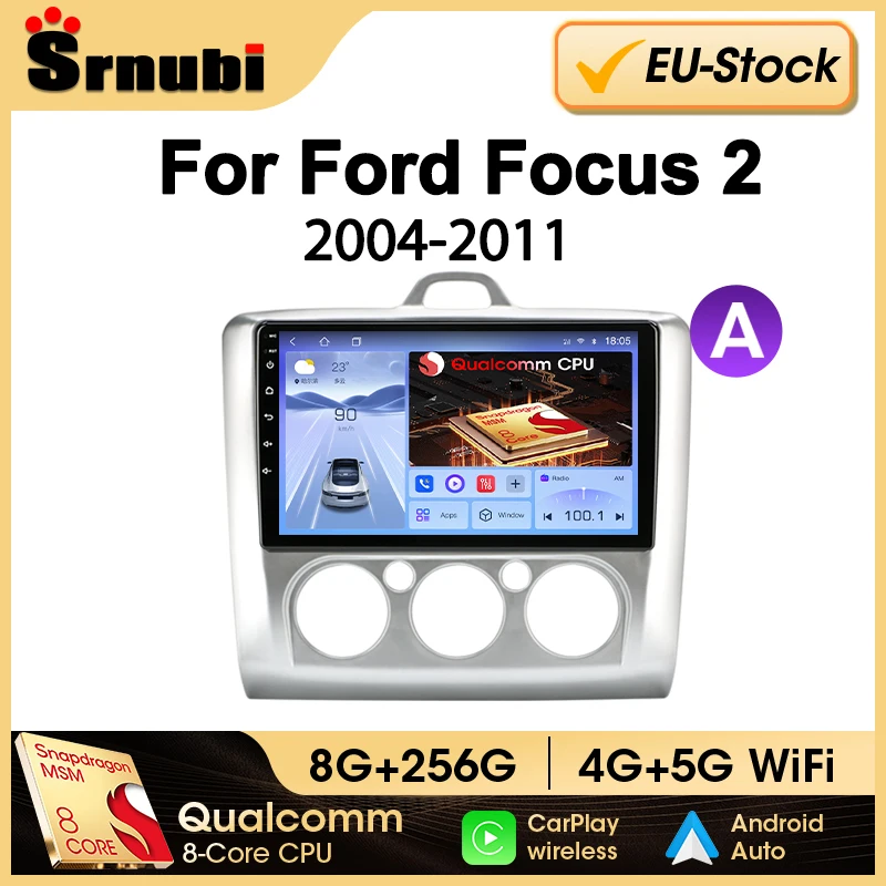 Srnubi Android Qualcomm 8 Core Car Radio For Ford Focus 2 3 Mk2 Mk3 2004-2011 Multimedia Player 2Din Carplay DVD Head Unit