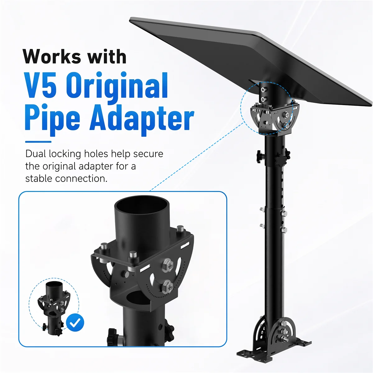 Starlink V5 Roof Mount, Wall & Pole Mounting Kit, Heavy-Duty Metal With Extension Tube,For Starlink Gen 5 Install Bracket