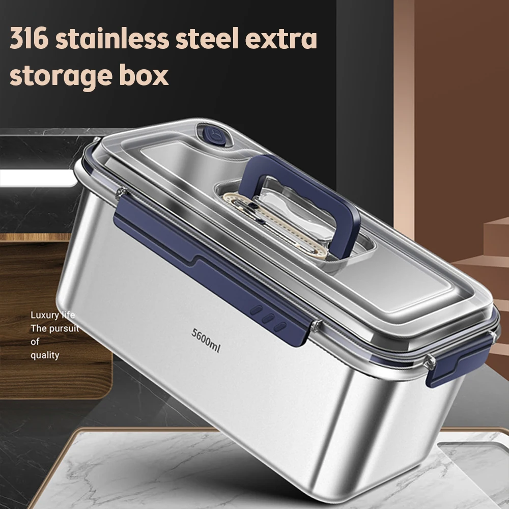 Food Storage Container Hidden Handle Sealed Fresh-Keeping Box Stainless Steel Lunch Box Translucent Visual Box Cover