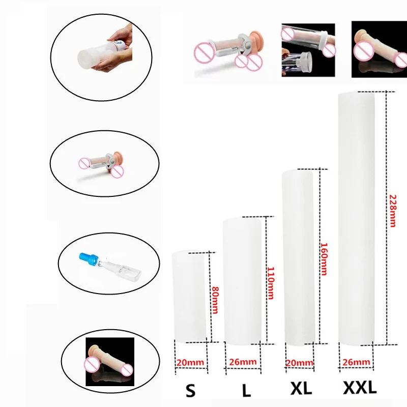Penis Sleeves Extender Glans Cap Sleeve for Penis Enlargement Stretcher Pump Reusable Silicone Genital Sleeve Various Sizes