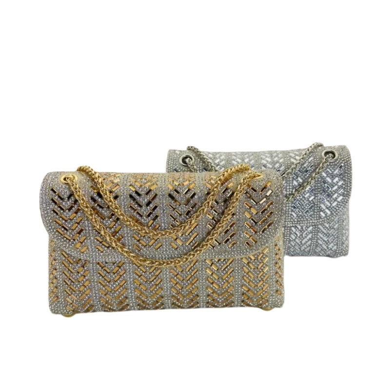

European and American style fashionable rhinestone-embellished single-compartment crossbody clutch bag, trendy ladies' rhineston