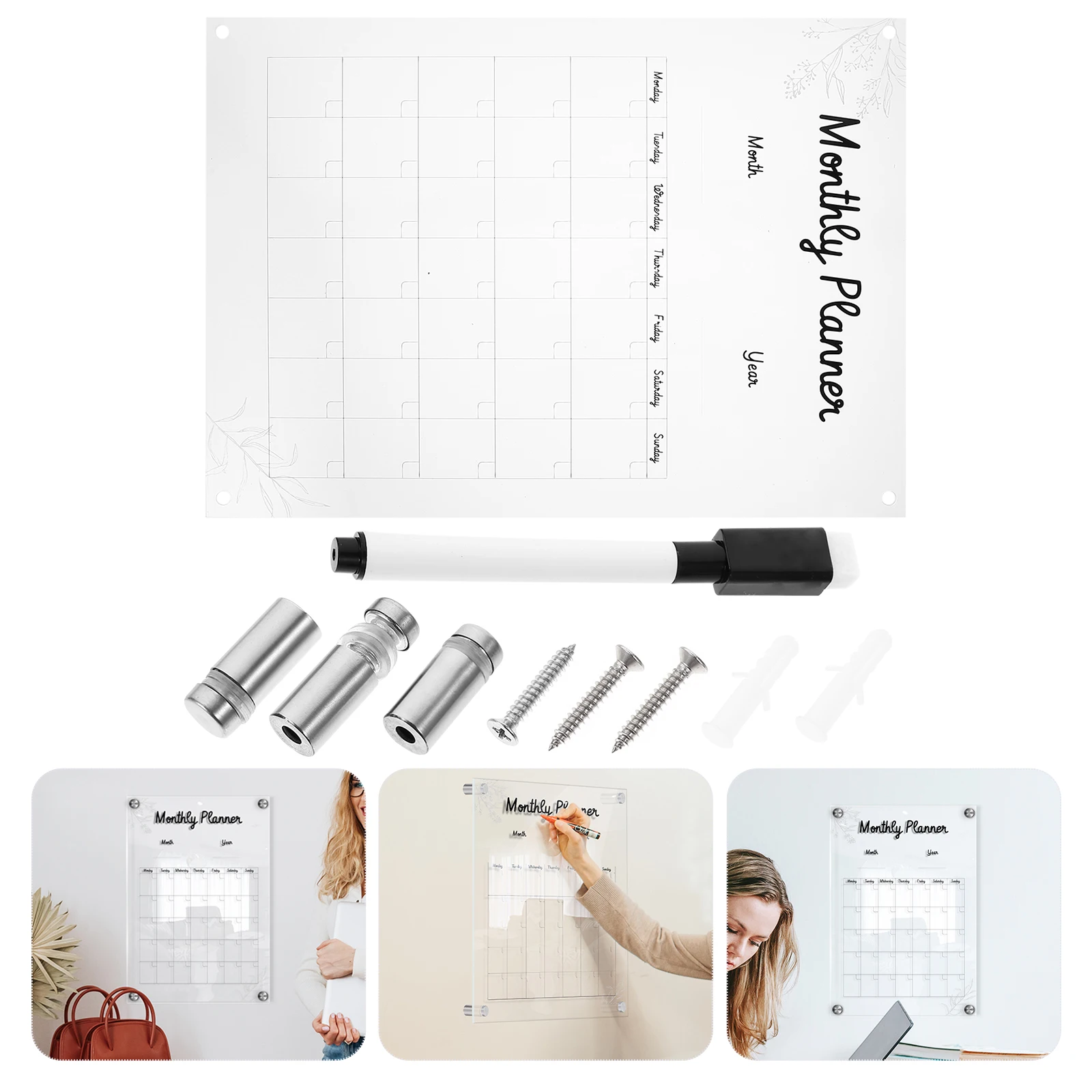 Wall Planner Acrylic Note Board Magnetic Whiteboard Clear Sign Calendar Hanging