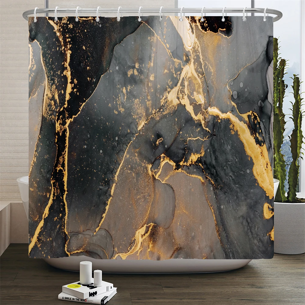 Abstract Marble Ink Texture Shower Curtain Waterproof Morden Art Colorful Bath Curtains Home Bathroom Decor Curtain With Hooks