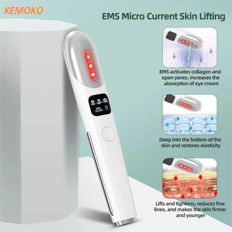 العين الوجه مدلك الاهتزاز ساخنة تدليك الوجه عصا القلم الهالات السوداء الانتفاخ المضادة للتجاعيد أداة العناية بالبشرة رفع الجمال