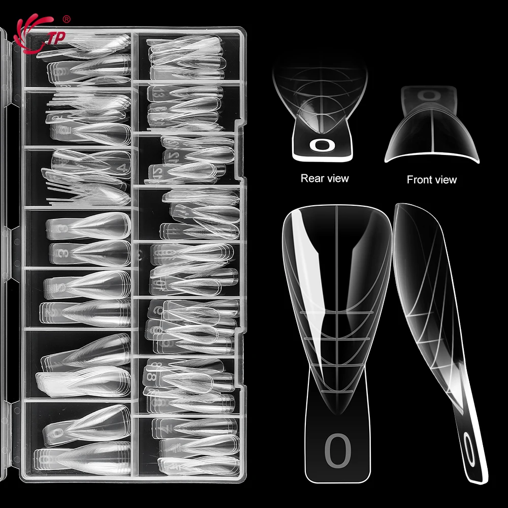 

TP 150 шт./упак. Прозрачные двойные формы для наращивания ногтей, 15 размеров, для геля и акрила, многоразовые верхние формы для дизайна ногтей