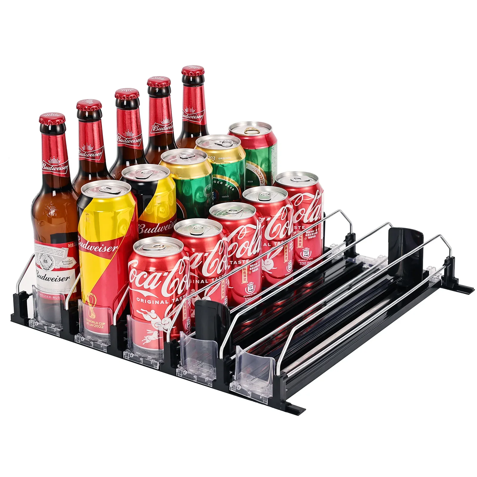 

5 Rows Soda Can Dispenser with Automatic Pusher Drink Organizer Glide-Holds Canned Food Storage Rack For Kitchen Refrigerator