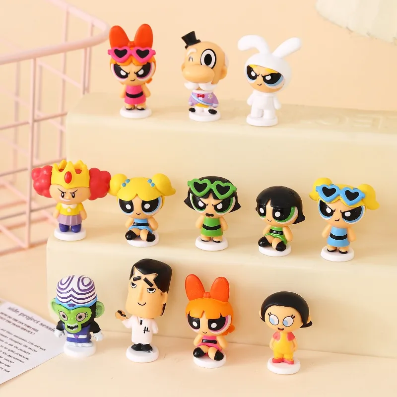 12PCS Hot Anime The Powerpuff and Girls Series Exquisite Model Cute Cartoon Role Creativity Model Desktop Toy Birthday Gift view 3