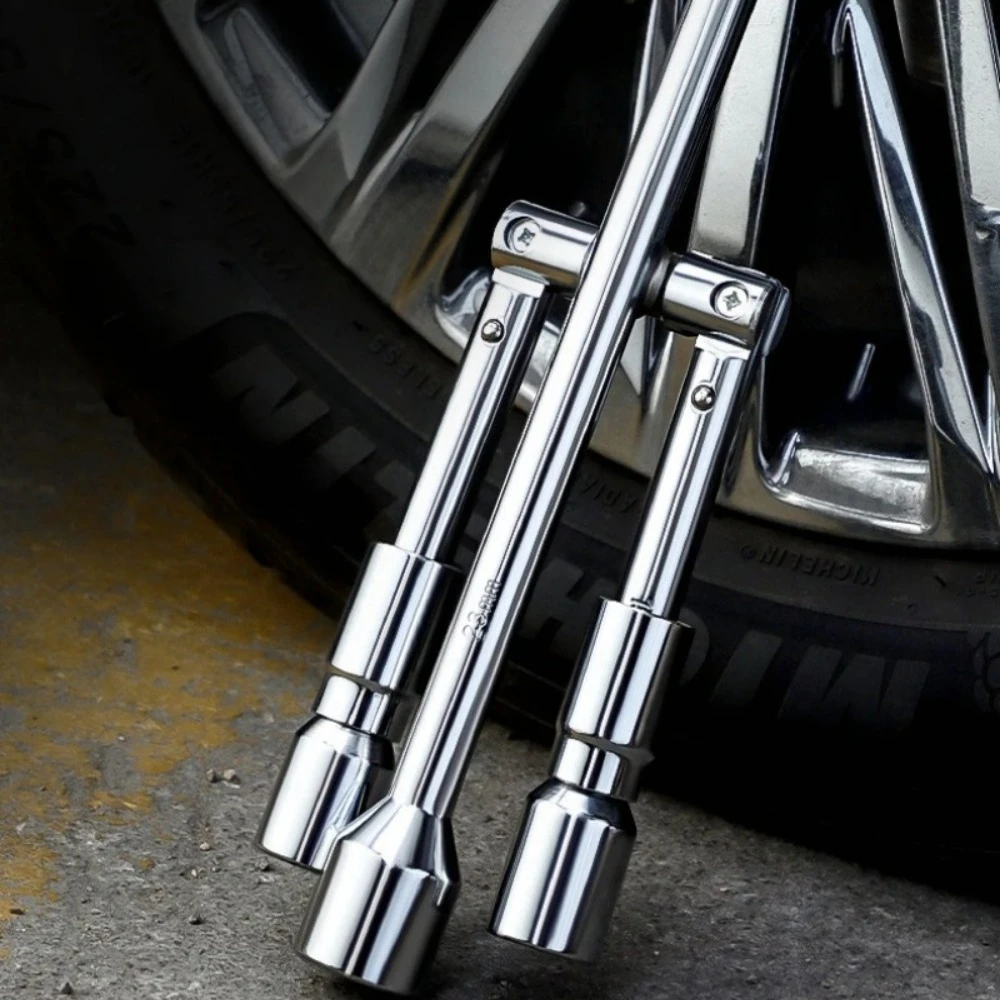 

Professional Heavy Duty 17/19/21/23mm Folding 4-Way Lug Wrench Labor-Saving Wheel Nut Remover for Car Truck RV Tire Repair