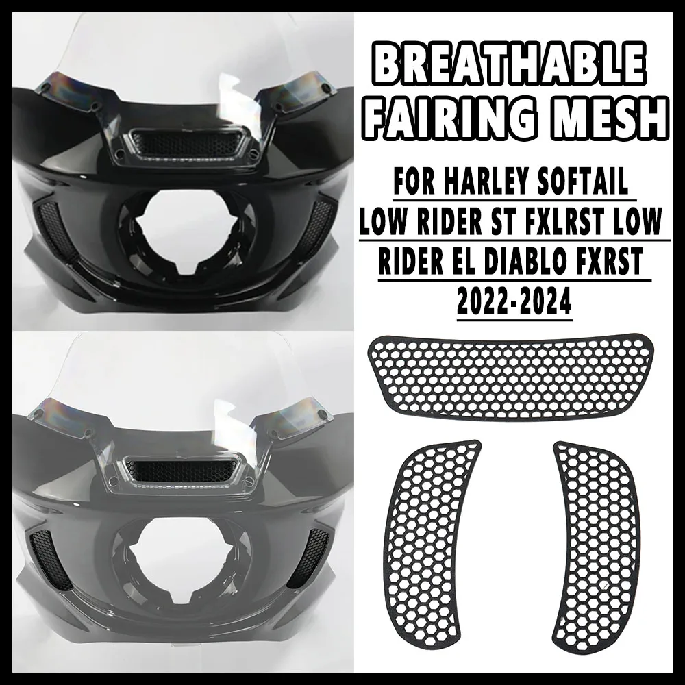 For Harley Softail Low Rider ST FXLRST Low Rider El Diablo FXRST 2022-2024 NEWMotorcycle Accessory Black Breathable Fairing Mesh