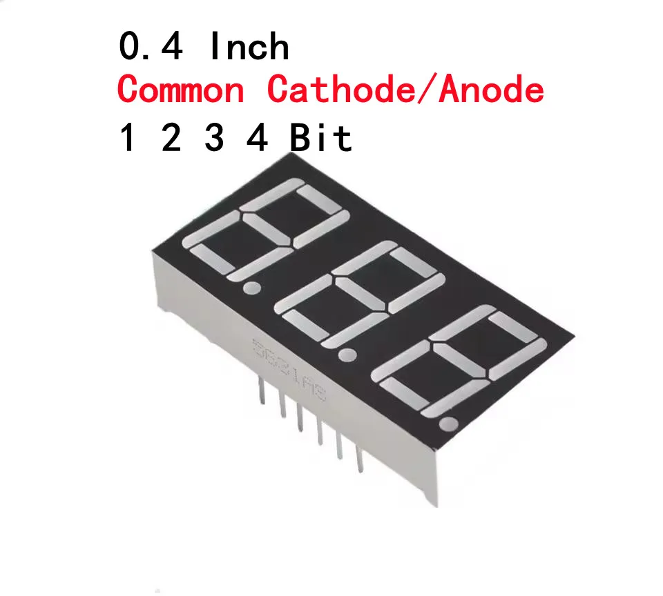 5 uds 0,4 pulgadas pantalla LED 7 segmentos 1/2/3/4 dígitos alto brillo cátodo común rojo ánodo común