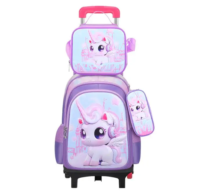 School Trolley backpack wheeled bag for Boys Trolley bag kids School Wheeled Backpack 3 pcs /set School bag on wheels for girls